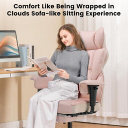Comhoma Office Chair High Back Pu Leather Executive Desk Chair With Footrest, Ergonomic Big Swivel Reclining Computer Chairs - thumbnail 4