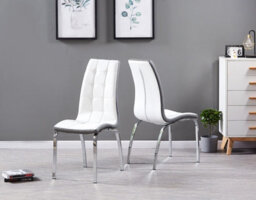 Furnizone UK Milano 4-Seater Grey Marble-Effect Glass Dining Table And 4 Vienna White Faux Leather Chairs - thumbnail 5