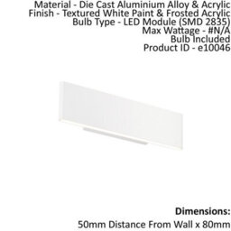 Wall Light Textured White Paint & Frosted Acrylic 2 X 5.5W Led Module - thumbnail 2