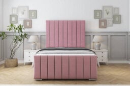 "Sloomy California Pink Plush Bed Frame With Mattress With 50"" Upholstered Headboard 5' King" - thumbnail 1