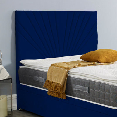 "Urban Textures Luxury 26"" High Velvet Fabric Upholstered Sunrise Bed Headboard - Navy" - image 1