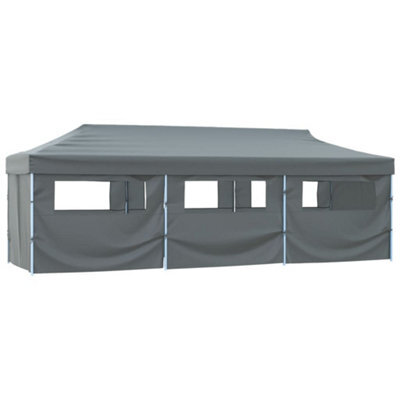 Walplus Folding Pop-Up Party Tent Garden Gazebo Canopy With 8 Sidewalls 3X9 M Anthracite - image 1