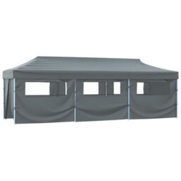 Walplus Folding Pop-Up Party Tent Garden Gazebo Canopy With 8 Sidewalls 3X9 M Anthracite - thumbnail 2