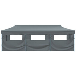 Walplus Folding Pop-Up Party Tent Garden Gazebo Canopy With 8 Sidewalls 3X9 M Anthracite - thumbnail 3