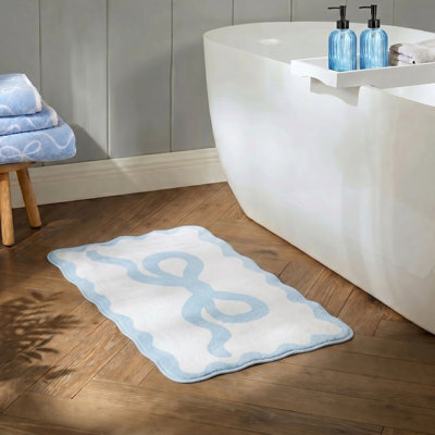Ohs Bow Velvet Bath Mat Soft Absorbent Shower Rug - image 1