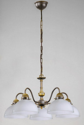 Luminosa Lighting Luminosa Nonna Cottage Style Glass 5 Arm Chandelier Matt Antique Brass, 5X E27 - image 1