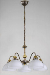 Luminosa Lighting Luminosa Nonna Cottage Style Glass 5 Arm Chandelier Matt Antique Brass, 5X E27 - thumbnail 1