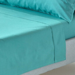 Homescapes Teal Egyptian Cotton Flat Sheet 200 Tc, King - thumbnail 1