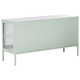 Wyld And Coco Mint Green Steel 3-Door Sideboard - Industrial Office Storage, W120 X D40 X H65Cm - thumbnail 7