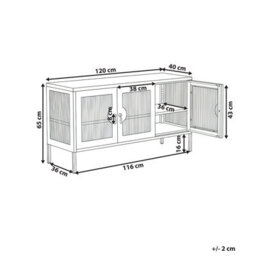 Wyld And Coco Mint Green Steel 3-Door Sideboard - Industrial Office Storage, W120 X D40 X H65Cm - thumbnail 4