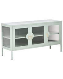Wyld And Coco Mint Green Steel 3-Door Sideboard - Industrial Office Storage, W120 X D40 X H65Cm - thumbnail 3