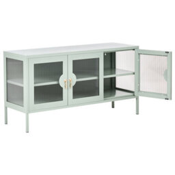 Wyld And Coco Mint Green Steel 3-Door Sideboard - Industrial Office Storage, W120 X D40 X H65Cm - thumbnail 5