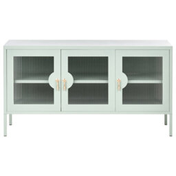 Wyld And Coco Mint Green Steel 3-Door Sideboard - Industrial Office Storage, W120 X D40 X H65Cm - thumbnail 1
