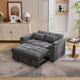 Btm 2 Seater Click Clack Sofa Bed With Cup Holders Usb Charging Futon Recliner For Living Room Bedroom - thumbnail 6
