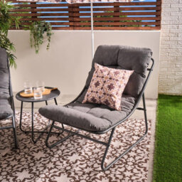 Ohs Mykonos Bistro Set Outdoor Table Chair Garden Patio Furniture - Grey - thumbnail 3