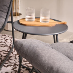 Ohs Mykonos Bistro Set Outdoor Table Chair Garden Patio Furniture - Grey - thumbnail 2