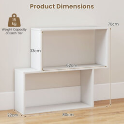 Gainoom 3-Tier White Geometric Bookshelf Freestanding Wooden Bookcase With 2 Cubic Compartments - thumbnail 2