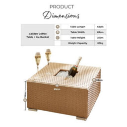 Furniturebox Uk Orlando Grey Rattan Garden Coffee Table + Ice Bucket - thumbnail 6
