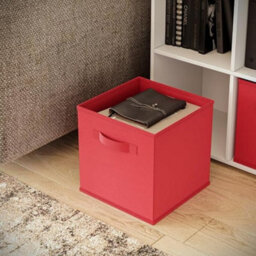 Urbn-Living Urbnliving Asymmetrical 8 Cube White Bookcase Storage Unit With 3 Fabric Drawer Inserts- Red - thumbnail 5