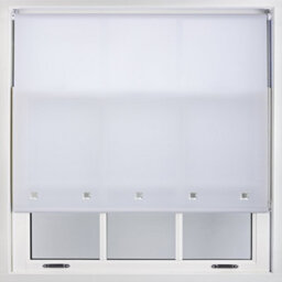 White Daylight Roller Blind With Chrome Square Eyelets - (W)64Cm X (L)165Cm Window Shade By Furnished - thumbnail 1
