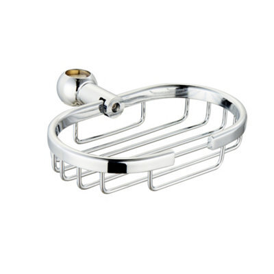 Enki Chrome Traditional Contemporary Bathroom Brass Adjustable Soap Dish Holder Accessory Shower Caddy For 18mm Rigid Riser Rail - image 1