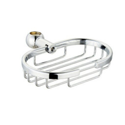 Enki Chrome Traditional Contemporary Bathroom Brass Adjustable Soap Dish Holder Accessory Shower Caddy For 18mm Rigid Riser Rail - thumbnail 1