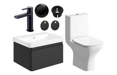 Aquarius Sophie 605mm Vanity Unit Matt Black Wc Set With Matt Black Finishes - image 1