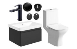 Aquarius Sophie 605mm Vanity Unit Matt Black Wc Set With Matt Black Finishes - thumbnail 1