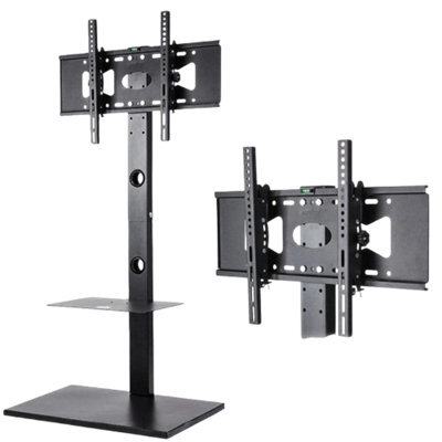 Heavy Duty Tv Floor Stand With Mount For 32 To 65 Inch Tvs And Two Storage Shelves - image 1