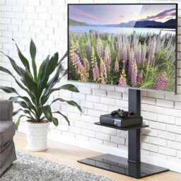 Heavy Duty Tv Floor Stand With Mount For 32 To 65 Inch Tvs And Two Storage Shelves - thumbnail 5