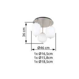 Luminosa Lighting Luminosa Blacky I Globe Ceiling Light Nickel Matt Opal Glass Shade 3X E14 - thumbnail 4