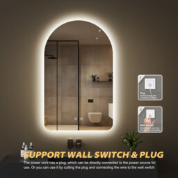 Fascinate Arched Led Bathroom Mirror - 80X50Cm Tempered Glass Backlit Wall Mirror, Anti-Fog, Dimmable 3 Colour Light, Ip44 - thumbnail 6
