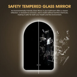 Fascinate Arched Led Bathroom Mirror - 80X50Cm Tempered Glass Backlit Wall Mirror, Anti-Fog, Dimmable 3 Colour Light, Ip44 - thumbnail 4