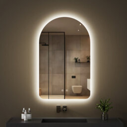 Fascinate Arched Led Bathroom Mirror - 80X50Cm Tempered Glass Backlit Wall Mirror, Anti-Fog, Dimmable 3 Colour Light, Ip44
