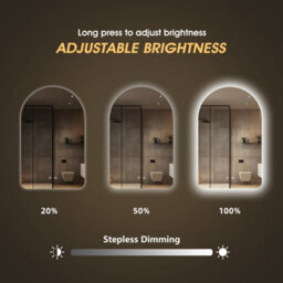 Fascinate Arched Led Bathroom Mirror - 80X50Cm Tempered Glass Backlit Wall Mirror, Anti-Fog, Dimmable 3 Colour Light, Ip44 - thumbnail 3