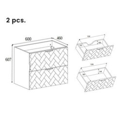 Heze Furniture Trend Herringbone Pattern Door 120Cm Bathroom Cabinet Vanity Unit With Worktop Gold Craft Oak & Black - thumbnail 8