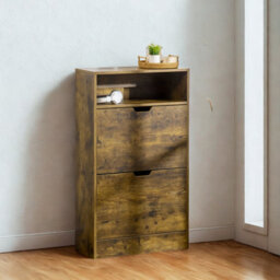 FURNOLD 2 Drawer Hallway Shoe Storage Cabinet With Shelf Rustic - thumbnail 1