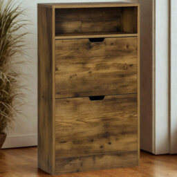 FURNOLD 2 Drawer Hallway Shoe Storage Cabinet With Shelf Rustic - thumbnail 2