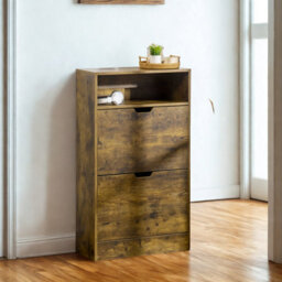FURNOLD 2 Drawer Hallway Shoe Storage Cabinet With Shelf Rustic - thumbnail 5