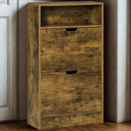 FURNOLD 2 Drawer Hallway Shoe Storage Cabinet With Shelf Rustic - thumbnail 3