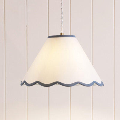 Laura Ashley Ivory & Blue Scalloped Edge Conical Lamp Shade (D)30Cm - image 1