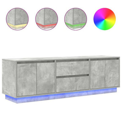 Berkfield Durable Tv Cabinet With Led Lights Concrete Grey 160.5X41X50 Cm