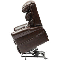 Loops Comfortable Wall Hugging Rise And Recline Lounge Chair In Chestnut Pu Leather - thumbnail 6