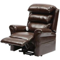 Loops Comfortable Wall Hugging Rise And Recline Lounge Chair In Chestnut Pu Leather - thumbnail 4