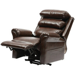 Loops Comfortable Wall Hugging Rise And Recline Lounge Chair In Chestnut Pu Leather - thumbnail 2
