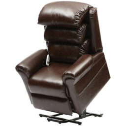 Loops Comfortable Wall Hugging Rise And Recline Lounge Chair In Chestnut Pu Leather - thumbnail 3