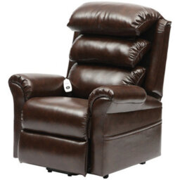 Loops Comfortable Wall Hugging Rise And Recline Lounge Chair In Chestnut Pu Leather - thumbnail 1