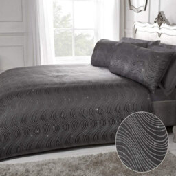 Smart Living Luxury Hotel Quality Lurex Jacquard Swirl Duvet Cover With Pillowcases - thumbnail 1
