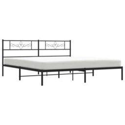 Berkfield Metal Bed Frame With Headboard Black 180X200 Cm 6Ft Super King Size - thumbnail 3