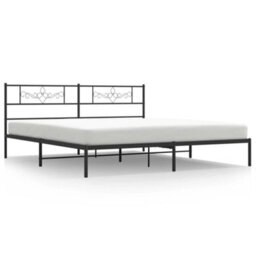 Berkfield Metal Bed Frame With Headboard Black 180X200 Cm 6Ft Super King Size - thumbnail 2